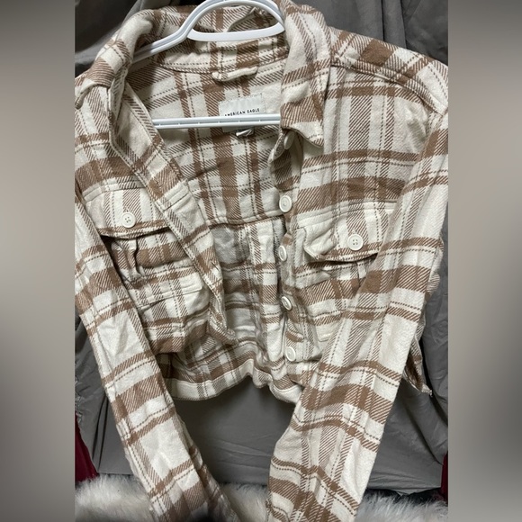 American Eagle “Shacket” Cropped Flannel Jacket XS - Picture 2 of 5